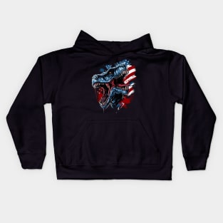 Dinosaur T Rex American Flag Kids Hoodie